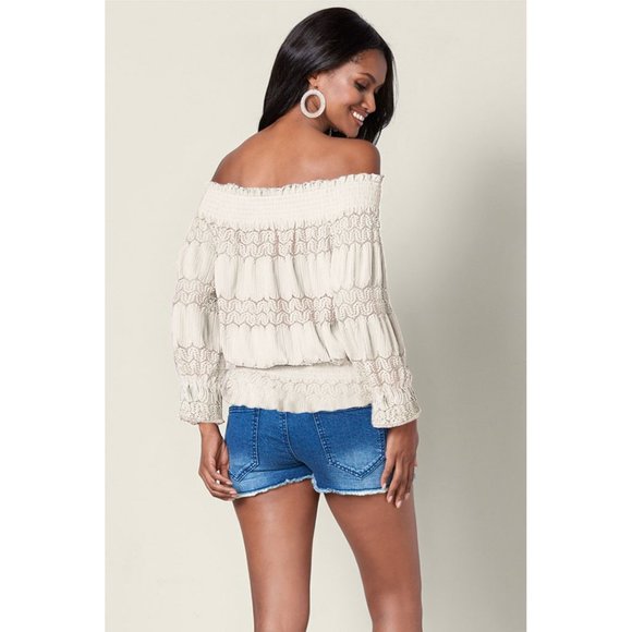 Acacia Women Off Shoulder Blouse Sexy Lace Crochet Tops Long Sleeve Blouse Size - Picture 2 of 9